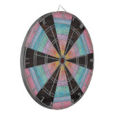 Pastel Rainbow Rustic Wood Tone Dart Board Dartbord (Voorkant Links)