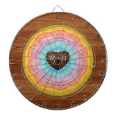Pastel Rainbow Rustic Wood Tone Monogram harten Da Dartbord (Voorkant)