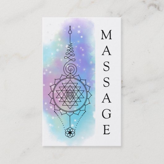 *~* Pastel Rainbow Sacred Geometry Massage Stars Visitekaartje (Voorkant)