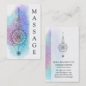 *~* Pastel Rainbow Sacred Geometry Massage Stars Visitekaartje (Voorkant / Achterkant)