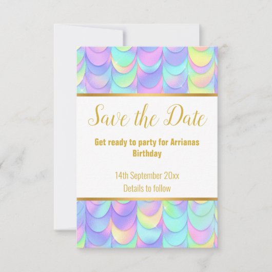 PASTEL RAINBOW SCALES REACTIE RSVP-KAART RSVP KAARTJE (Voorkant)
