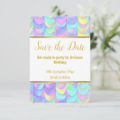 PASTEL RAINBOW SCALES REACTIE RSVP-KAART RSVP KAARTJE (Staand voorkant)