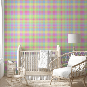 Pastel Rainbow Schattige Tartan Behang