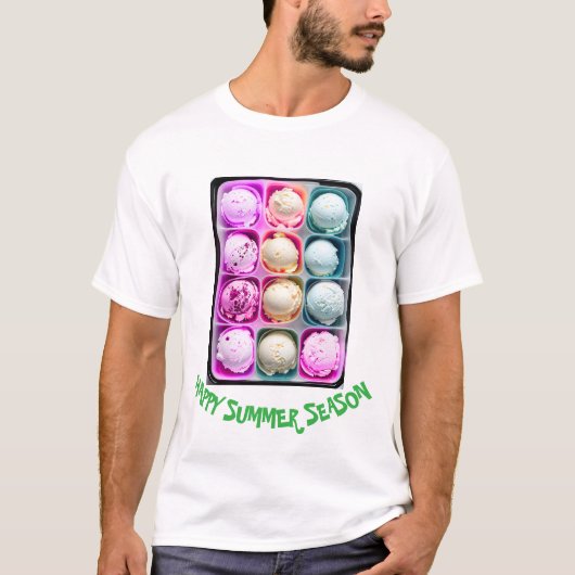Pastel Rainbow Scoop Ice Cream Delight Zomer T-shirt (Voorkant)