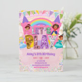 Pastel Rainbow Sequin Bounce Castle Birthday Kaart (Staand voorkant)