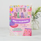 Pastel Rainbow Sequin Indoor Playground Birthday Kaart (Staand voorkant)