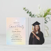 Pastel Rainbow Simple Script Photo Afstuderen Kaart (Staand voorkant)