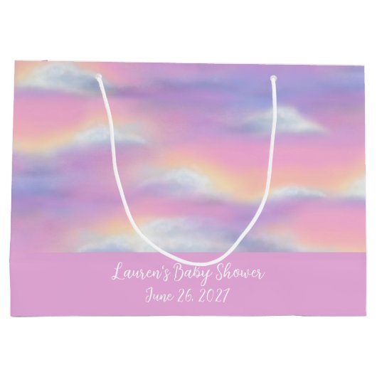 Pastel Rainbow Sky Baby shower Groot Cadeauzakje (Achterkant)