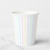 Pastel Rainbow Snoep Stripe Retro Papieren Bekers (Achterkant)