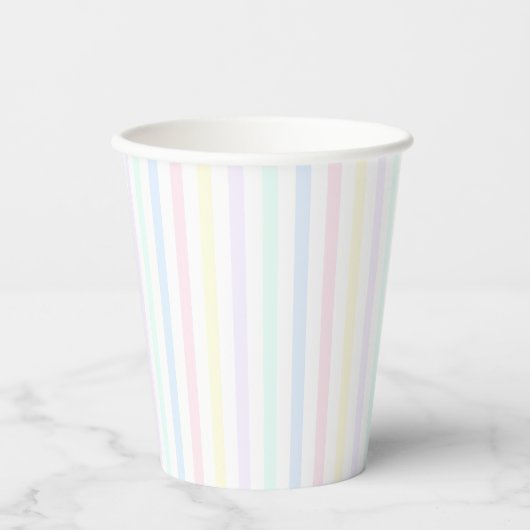 Pastel Rainbow Snoep Stripe Retro Papieren Bekers (Voorkant)