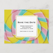Pastel Rainbow Spiral Snoep Save the Date Uitnodiging Briefkaart (Voorkant)