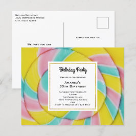Pastel Rainbow Spiral Snoep Verjaardagsfeest Briefkaart