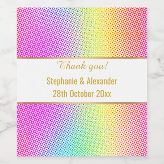 PASTEL RAINBOW SPOT PATROON  WIJN ETIKET (Enkel label)