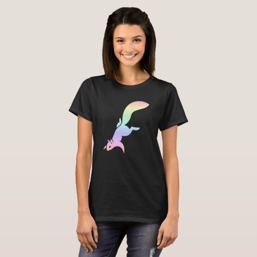 Pastel Rainbow Squirrel Silhouette T-shirt (Voorkant volledig)