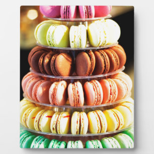 Pastel Rainbow Stapelde Franse Macaron Cookies Fotoplaat