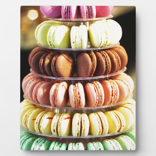 Pastel Rainbow Stapelde Franse Macaron Cookies Fotoplaat (Voorkant)