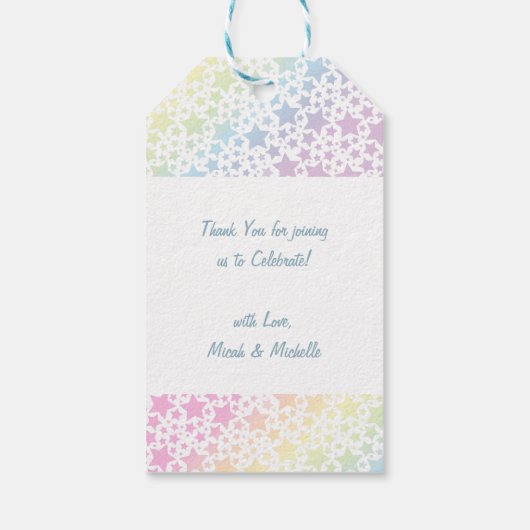 Pastel Rainbow Star-Baby shower Cadeaulabel (Achterkant)