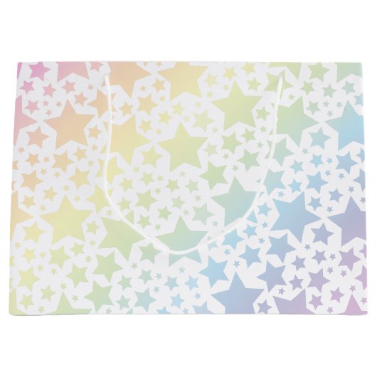 Pastel Rainbow Star-Baby shower Groot Cadeauzakje (Voorkant)