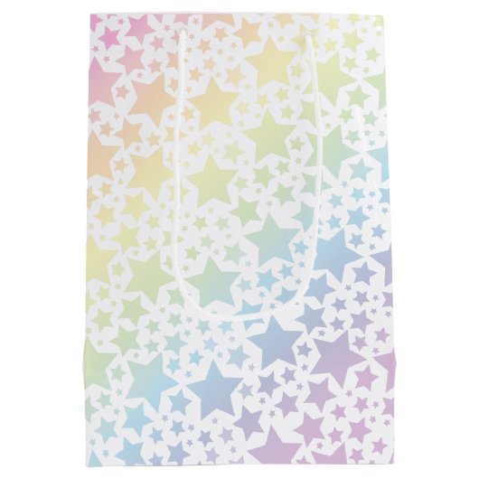 Pastel Rainbow Star-Baby shower Medium Cadeauzakje (Achterkant)