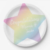 Pastel Rainbow Star-Baby shower Papieren Bordje (Voorkant)