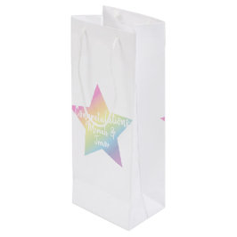 Pastel Rainbow Star-Baby shower Wijn Cadeautas