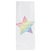 Pastel Rainbow Star-Baby shower Wijn Cadeautas (Achterkant)