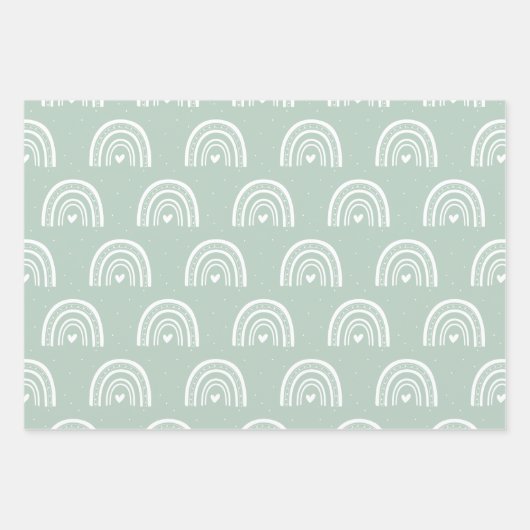 Pastel Rainbow Stars Baby Gren Blue Inpakpapier Vel (Voorkant 2)