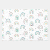 Pastel Rainbow Stars Baby Gren Blue Inpakpapier Vel (Voorkant)