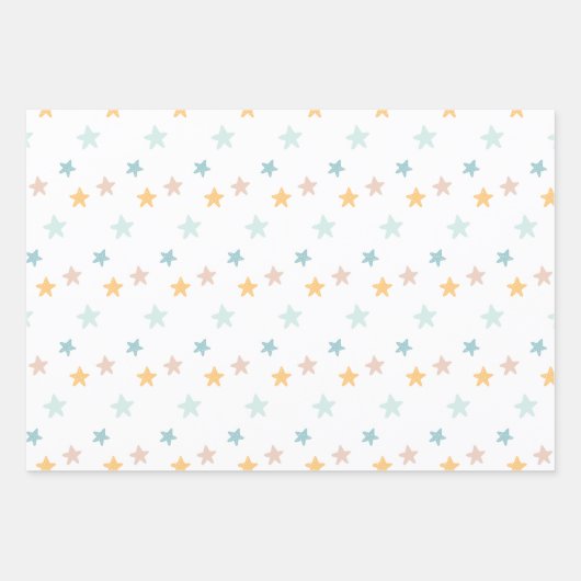 Pastel Rainbow Stars Baby Gren Blue Inpakpapier Vel (Voorkant 3)