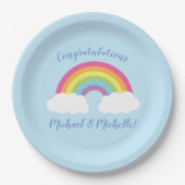 Pastel Rainbow Stars Baby shower Simple Modern Pap Papieren Bordje (Voorkant)