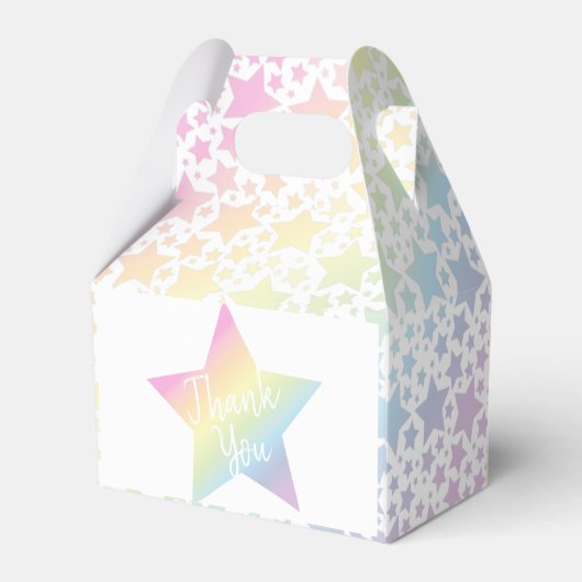 Pastel Rainbow Stars Baby shower Simple Moderne Bedankdoosjes (Achterkant)