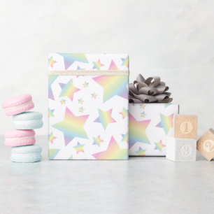 Pastel Rainbow Stars Baby shower Simple Moderne Cadeaupapier
