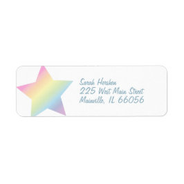 Pastel Rainbow Stars Baby shower Simple Moderne Etiket