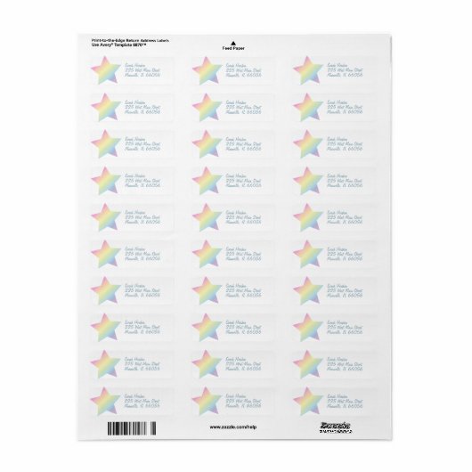 Pastel Rainbow Stars Baby shower Simple Moderne Etiket (Full Sheet)