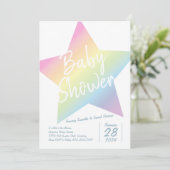 Pastel Rainbow Stars Baby shower Simple Moderne Kaart (Staand voorkant)