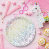 Pastel Rainbow Stars Baby shower Simple Moderne Papieren Bordje (Feest)