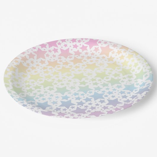 Pastel Rainbow Stars Baby shower Simple Moderne Papieren Bordje (Gekanteld)