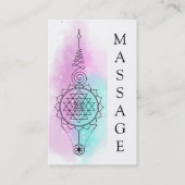 ** Pastel Rainbow Stars Heilige Geometrie Massage Visitekaartje (Voorkant)