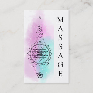 ** Pastel Rainbow Stars Heilige Geometrie Massage Visitekaartje