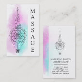 ** Pastel Rainbow Stars Heilige Geometrie Massage Visitekaartje (Voorkant / Achterkant)