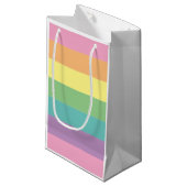 Pastel Rainbow Stripe Gift Bag Klein Cadeauzakje (Voorkant Gekanteld)