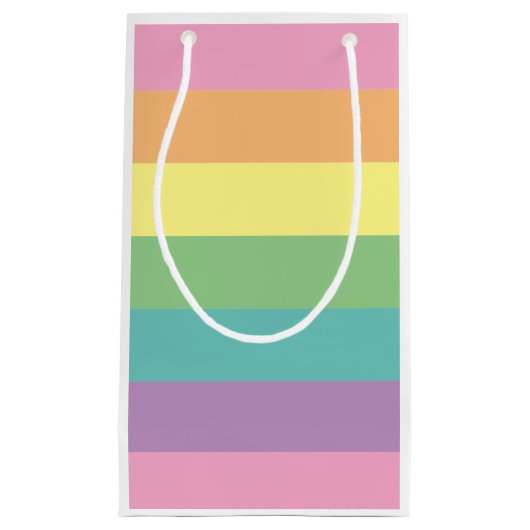 Pastel Rainbow Stripe Gift Bag Klein Cadeauzakje (Voorkant)