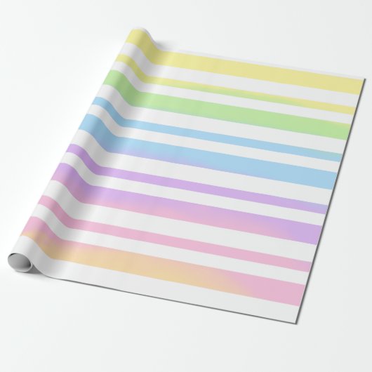 Pastel Rainbow Stripes Abstract Blur Art Design Cadeaupapier (Uitgerold)