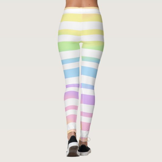 Pastel Rainbow Stripes Abstract Blur Art Design Leggings (Achterkant)