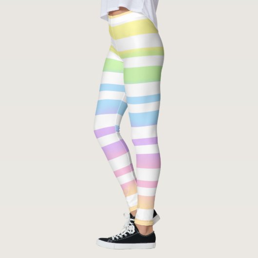 Pastel Rainbow Stripes Abstract Blur Art Design Leggings (Links)