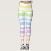 Pastel Rainbow Stripes Abstract Blur Art Design Leggings (Voorkant)