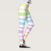 Pastel Rainbow Stripes Abstract Blur Art Design Leggings (Rechts)