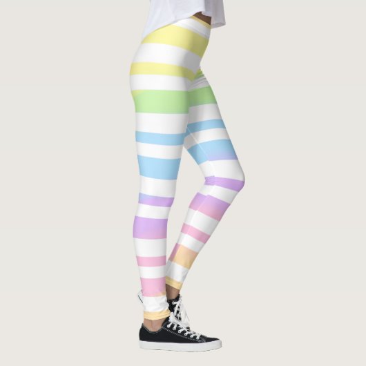Pastel Rainbow Stripes Abstract Blur Art Design Leggings (Rechts)