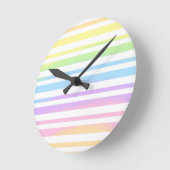 Pastel Rainbow Stripes Abstract Blur Art Design Ronde Klok (Hoek)