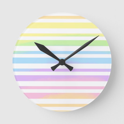 Pastel Rainbow Stripes Abstract Blur Art Design Ronde Klok (Voorkant)